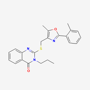 molecular formula C23H23N3O2S B6571784 2-({[5-methyl-2-(2-methylphenyl)-1,3-oxazol-4-yl]methyl}sulfanyl)-3-propyl-3,4-dihydroquinazolin-4-one CAS No. 1021222-26-3