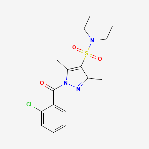 molecular formula C16H20ClN3O3S B6571791 1-(2-chlorobenzoyl)-N,N-diethyl-3,5-dimethyl-1H-pyrazole-4-sulfonamide CAS No. 942873-62-3