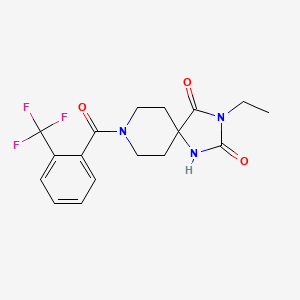 molecular formula C17H18F3N3O3 B6571848 3-ethyl-8-[2-(trifluoromethyl)benzoyl]-1,3,8-triazaspiro[4.5]decane-2,4-dione CAS No. 1021261-61-9