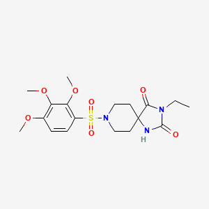 molecular formula C18H25N3O7S B6571880 3-ethyl-8-(2,3,4-trimethoxybenzenesulfonyl)-1,3,8-triazaspiro[4.5]decane-2,4-dione CAS No. 1021223-54-0