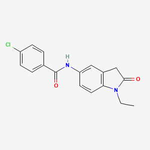 molecular formula C17H15ClN2O2 B6571922 4-chloro-N-(1-ethyl-2-oxo-2,3-dihydro-1H-indol-5-yl)benzamide CAS No. 921837-02-7