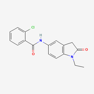 molecular formula C17H15ClN2O2 B6571959 2-chloro-N-(1-ethyl-2-oxo-2,3-dihydro-1H-indol-5-yl)benzamide CAS No. 921542-11-2