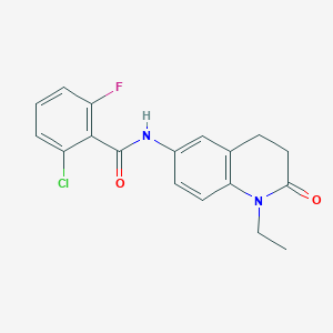 molecular formula C18H16ClFN2O2 B6571984 2-chloro-N-(1-ethyl-2-oxo-1,2,3,4-tetrahydroquinolin-6-yl)-6-fluorobenzamide CAS No. 921998-61-0