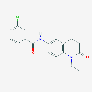 molecular formula C18H17ClN2O2 B6572057 3-chloro-N-(1-ethyl-2-oxo-1,2,3,4-tetrahydroquinolin-6-yl)benzamide CAS No. 922053-37-0