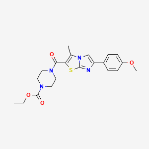 molecular formula C21H24N4O4S B6572149 ethyl 4-[6-(4-methoxyphenyl)-3-methylimidazo[2,1-b][1,3]thiazole-2-carbonyl]piperazine-1-carboxylate CAS No. 852134-54-4