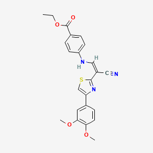 molecular formula C23H21N3O4S B6572185 ethyl 4-{[(1Z)-2-cyano-2-[4-(3,4-dimethoxyphenyl)-1,3-thiazol-2-yl]eth-1-en-1-yl]amino}benzoate CAS No. 1321760-07-9