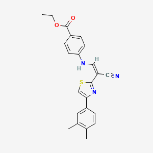 molecular formula C23H21N3O2S B6572193 ethyl 4-{[(1Z)-2-cyano-2-[4-(3,4-dimethylphenyl)-1,3-thiazol-2-yl]eth-1-en-1-yl]amino}benzoate CAS No. 1322260-15-0