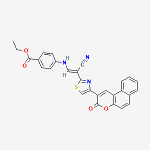molecular formula C28H19N3O4S B6572204 ethyl 4-{[(1E)-2-cyano-2-(4-{3-oxo-3H-benzo[f]chromen-2-yl}-1,3-thiazol-2-yl)eth-1-en-1-yl]amino}benzoate CAS No. 1021263-34-2