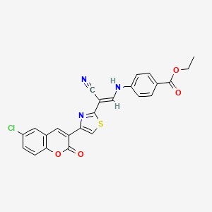 ethyl 4-{[(1E)-2-[4-(6-chloro-2-oxo-2H-chromen-3-yl)-1,3-thiazol-2-yl]-2-cyanoeth-1-en-1-yl]amino}benzoate