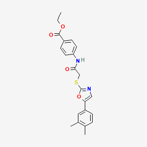 molecular formula C22H22N2O4S B6572217 ethyl 4-(2-{[5-(3,4-dimethylphenyl)-1,3-oxazol-2-yl]sulfanyl}acetamido)benzoate CAS No. 1021254-61-4