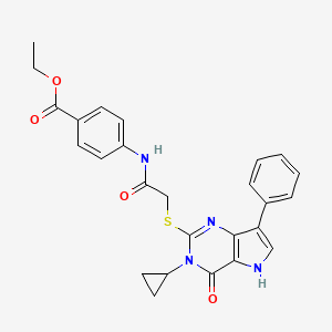 ethyl 4-[2-({3-cyclopropyl-4-oxo-7-phenyl-3H,4H,5H-pyrrolo[3,2-d]pyrimidin-2-yl}sulfanyl)acetamido]benzoate