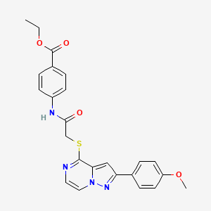 molecular formula C24H22N4O4S B6572221 ethyl 4-(2-{[2-(4-methoxyphenyl)pyrazolo[1,5-a]pyrazin-4-yl]sulfanyl}acetamido)benzoate CAS No. 1021255-34-4