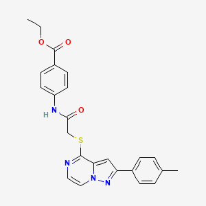 molecular formula C24H22N4O3S B6572233 ethyl 4-(2-{[2-(4-methylphenyl)pyrazolo[1,5-a]pyrazin-4-yl]sulfanyl}acetamido)benzoate CAS No. 1021257-38-4