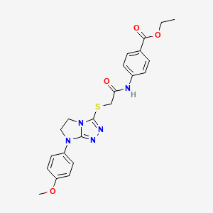 molecular formula C22H23N5O4S B6572241 ethyl 4-(2-{[7-(4-methoxyphenyl)-5H,6H,7H-imidazo[2,1-c][1,2,4]triazol-3-yl]sulfanyl}acetamido)benzoate CAS No. 921789-24-4