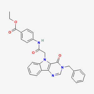 molecular formula C28H24N4O4 B6572257 ethyl 4-(2-{3-benzyl-4-oxo-3H,4H,5H-pyrimido[5,4-b]indol-5-yl}acetamido)benzoate CAS No. 1021209-13-1
