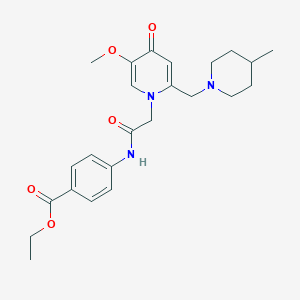molecular formula C24H31N3O5 B6572278 ethyl 4-(2-{5-methoxy-2-[(4-methylpiperidin-1-yl)methyl]-4-oxo-1,4-dihydropyridin-1-yl}acetamido)benzoate CAS No. 921493-39-2