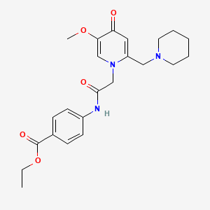 ethyl 4-(2-{5-methoxy-4-oxo-2-[(piperidin-1-yl)methyl]-1,4-dihydropyridin-1-yl}acetamido)benzoate
