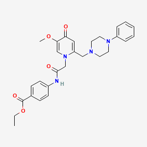 molecular formula C28H32N4O5 B6572294 ethyl 4-(2-{5-methoxy-4-oxo-2-[(4-phenylpiperazin-1-yl)methyl]-1,4-dihydropyridin-1-yl}acetamido)benzoate CAS No. 921496-31-3