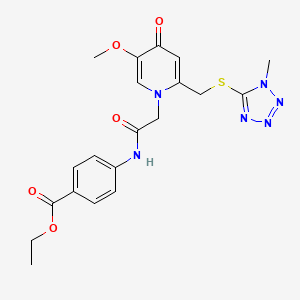 ethyl 4-[2-(5-methoxy-2-{[(1-methyl-1H-1,2,3,4-tetrazol-5-yl)sulfanyl]methyl}-4-oxo-1,4-dihydropyridin-1-yl)acetamido]benzoate