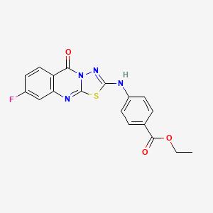 molecular formula C18H13FN4O3S B6572313 ethyl 4-({8-fluoro-5-oxo-5H-[1,3,4]thiadiazolo[2,3-b]quinazolin-2-yl}amino)benzoate CAS No. 1021223-38-0