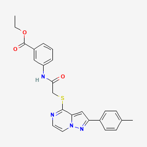 ethyl 3-(2-{[2-(4-methylphenyl)pyrazolo[1,5-a]pyrazin-4-yl]sulfanyl}acetamido)benzoate