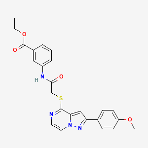 ethyl 3-(2-{[2-(4-methoxyphenyl)pyrazolo[1,5-a]pyrazin-4-yl]sulfanyl}acetamido)benzoate