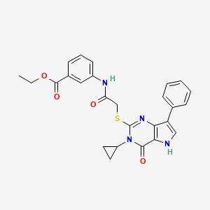 ethyl 3-[2-({3-cyclopropyl-4-oxo-7-phenyl-3H,4H,5H-pyrrolo[3,2-d]pyrimidin-2-yl}sulfanyl)acetamido]benzoate