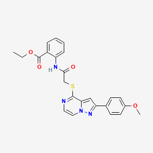 ethyl 2-(2-{[2-(4-methoxyphenyl)pyrazolo[1,5-a]pyrazin-4-yl]sulfanyl}acetamido)benzoate