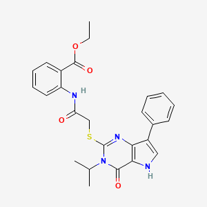 molecular formula C26H26N4O4S B6572361 ethyl 2-(2-{[4-oxo-7-phenyl-3-(propan-2-yl)-3H,4H,5H-pyrrolo[3,2-d]pyrimidin-2-yl]sulfanyl}acetamido)benzoate CAS No. 1021230-35-2