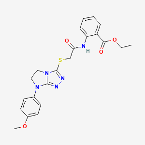 ethyl 2-(2-{[7-(4-methoxyphenyl)-5H,6H,7H-imidazo[2,1-c][1,2,4]triazol-3-yl]sulfanyl}acetamido)benzoate