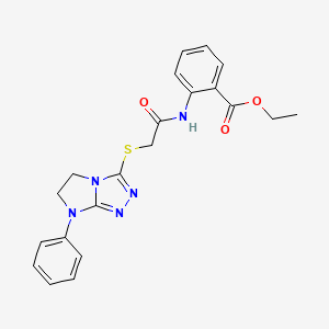 molecular formula C21H21N5O3S B6572374 ethyl 2-[2-({7-phenyl-5H,6H,7H-imidazo[2,1-c][1,2,4]triazol-3-yl}sulfanyl)acetamido]benzoate CAS No. 923185-92-6