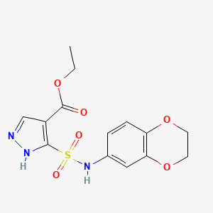 molecular formula C14H15N3O6S B6572422 ethyl 5-[(2,3-dihydro-1,4-benzodioxin-6-yl)sulfamoyl]-1H-pyrazole-4-carboxylate CAS No. 1106908-56-8
