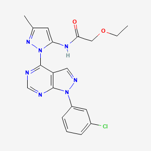molecular formula C19H18ClN7O2 B6572433 N-{1-[1-(3-chlorophenyl)-1H-pyrazolo[3,4-d]pyrimidin-4-yl]-3-methyl-1H-pyrazol-5-yl}-2-ethoxyacetamide CAS No. 1006305-38-9