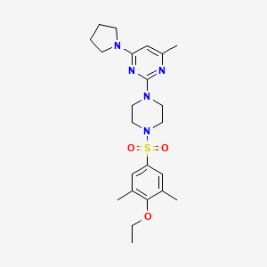molecular formula C23H33N5O3S B6572451 2-[4-(4-ethoxy-3,5-dimethylbenzenesulfonyl)piperazin-1-yl]-4-methyl-6-(pyrrolidin-1-yl)pyrimidine CAS No. 946283-55-2