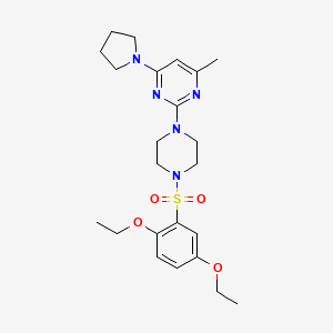 molecular formula C23H33N5O4S B6572525 2-[4-(2,5-diethoxybenzenesulfonyl)piperazin-1-yl]-4-methyl-6-(pyrrolidin-1-yl)pyrimidine CAS No. 946365-49-7