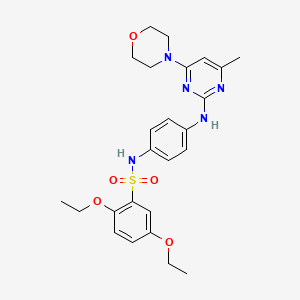 molecular formula C25H31N5O5S B6572542 2,5-diethoxy-N-(4-{[4-methyl-6-(morpholin-4-yl)pyrimidin-2-yl]amino}phenyl)benzene-1-sulfonamide CAS No. 946292-94-0