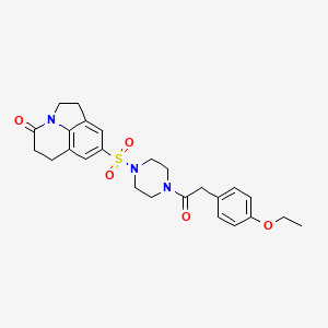 6-({4-[2-(4-ethoxyphenyl)acetyl]piperazin-1-yl}sulfonyl)-1-azatricyclo[6.3.1.0^{4,12}]dodeca-4(12),5,7-trien-11-one