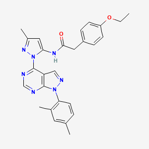 molecular formula C27H27N7O2 B6572629 N-{1-[1-(2,4-dimethylphenyl)-1H-pyrazolo[3,4-d]pyrimidin-4-yl]-3-methyl-1H-pyrazol-5-yl}-2-(4-ethoxyphenyl)acetamide CAS No. 1006276-73-8