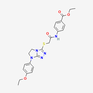 molecular formula C23H25N5O4S B6572665 ethyl 4-(2-{[7-(4-ethoxyphenyl)-5H,6H,7H-imidazo[2,1-c][1,2,4]triazol-3-yl]sulfanyl}acetamido)benzoate CAS No. 921789-73-3