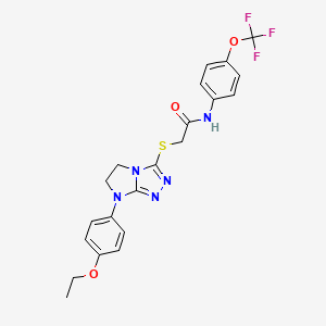 molecular formula C21H20F3N5O3S B6572681 2-{[7-(4-ethoxyphenyl)-5H,6H,7H-imidazo[2,1-c][1,2,4]triazol-3-yl]sulfanyl}-N-[4-(trifluoromethoxy)phenyl]acetamide CAS No. 921789-70-0