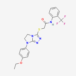 molecular formula C21H20F3N5O2S B6572691 2-{[7-(4-ethoxyphenyl)-5H,6H,7H-imidazo[2,1-c][1,2,4]triazol-3-yl]sulfanyl}-N-[2-(trifluoromethyl)phenyl]acetamide CAS No. 921538-38-7