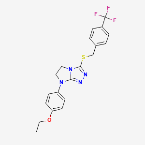 molecular formula C20H19F3N4OS B6572699 7-(4-ethoxyphenyl)-3-({[4-(trifluoromethyl)phenyl]methyl}sulfanyl)-5H,6H,7H-imidazo[2,1-c][1,2,4]triazole CAS No. 921860-31-3