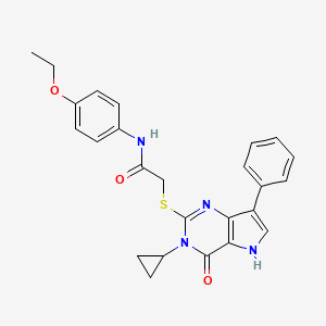 molecular formula C25H24N4O3S B6572716 2-({3-cyclopropyl-4-oxo-7-phenyl-3H,4H,5H-pyrrolo[3,2-d]pyrimidin-2-yl}sulfanyl)-N-(4-ethoxyphenyl)acetamide CAS No. 1021221-44-2