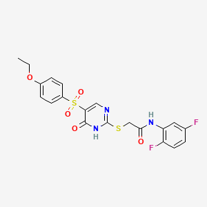 molecular formula C20H17F2N3O5S2 B6572852 N-(2,5-difluorophenyl)-2-{[5-(4-ethoxybenzenesulfonyl)-6-oxo-1,6-dihydropyrimidin-2-yl]sulfanyl}acetamide CAS No. 1021227-68-8