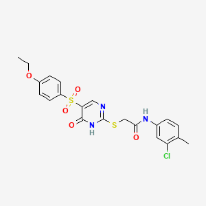molecular formula C21H20ClN3O5S2 B6572856 N-(3-chloro-4-methylphenyl)-2-{[5-(4-ethoxybenzenesulfonyl)-6-oxo-1,6-dihydropyrimidin-2-yl]sulfanyl}acetamide CAS No. 1021227-61-1