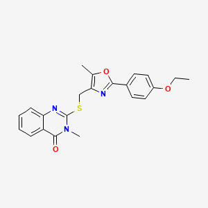 molecular formula C22H21N3O3S B6572925 2-({[2-(4-ethoxyphenyl)-5-methyl-1,3-oxazol-4-yl]methyl}sulfanyl)-3-methyl-3,4-dihydroquinazolin-4-one CAS No. 1021258-63-8
