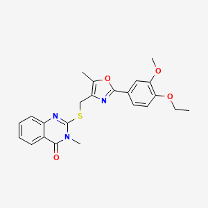 molecular formula C23H23N3O4S B6572989 2-({[2-(4-ethoxy-3-methoxyphenyl)-5-methyl-1,3-oxazol-4-yl]methyl}sulfanyl)-3-methyl-3,4-dihydroquinazolin-4-one CAS No. 1021221-95-3
