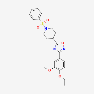molecular formula C22H25N3O5S B6573005 1-(benzenesulfonyl)-4-[3-(4-ethoxy-3-methoxyphenyl)-1,2,4-oxadiazol-5-yl]piperidine CAS No. 1021209-69-7