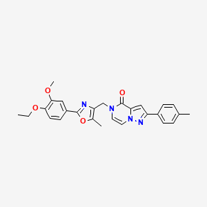 molecular formula C27H26N4O4 B6573013 5-{[2-(4-ethoxy-3-methoxyphenyl)-5-methyl-1,3-oxazol-4-yl]methyl}-2-(4-methylphenyl)-4H,5H-pyrazolo[1,5-a]pyrazin-4-one CAS No. 1021261-40-4