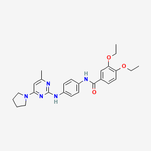 molecular formula C26H31N5O3 B6573045 3,4-diethoxy-N-(4-{[4-methyl-6-(pyrrolidin-1-yl)pyrimidin-2-yl]amino}phenyl)benzamide CAS No. 946268-17-3
